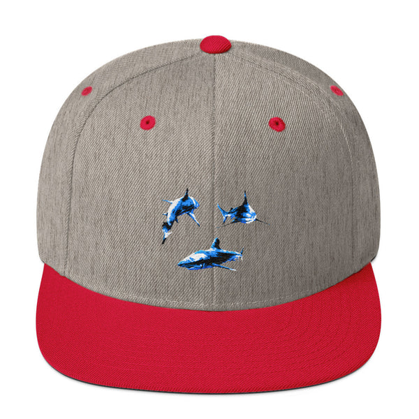 3D Shark Print Snapback Hat