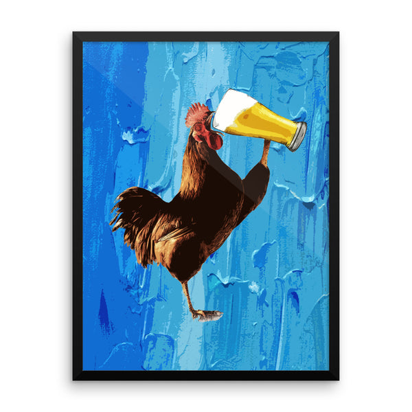 Beer Rooster Framed Poster
