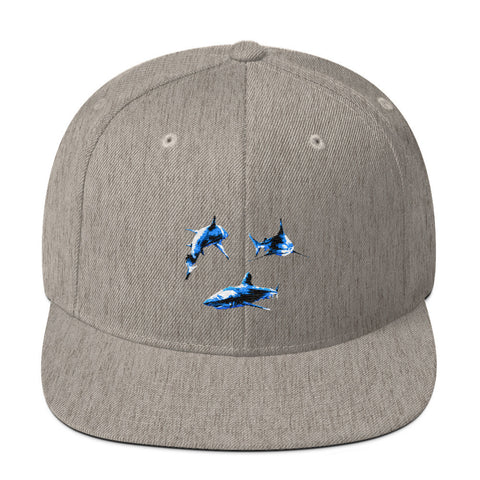 3D Shark Print Snapback Hat