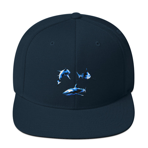3D Shark Print Snapback Hat