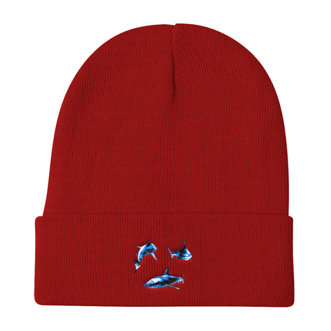 3D Shark Print Knit Beanie